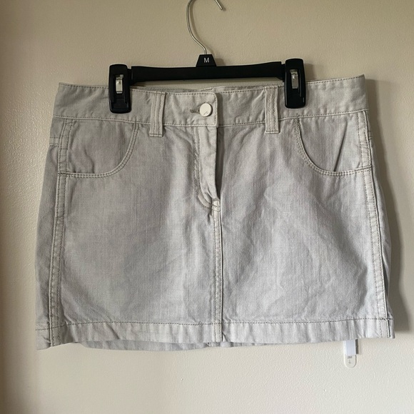 French Connection Gray Beige Mini Jean Skirt - Picture 2 of 8
